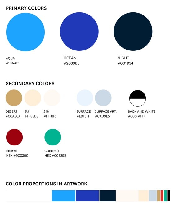 Cores primárias e secundárias para uso de UX/UI
