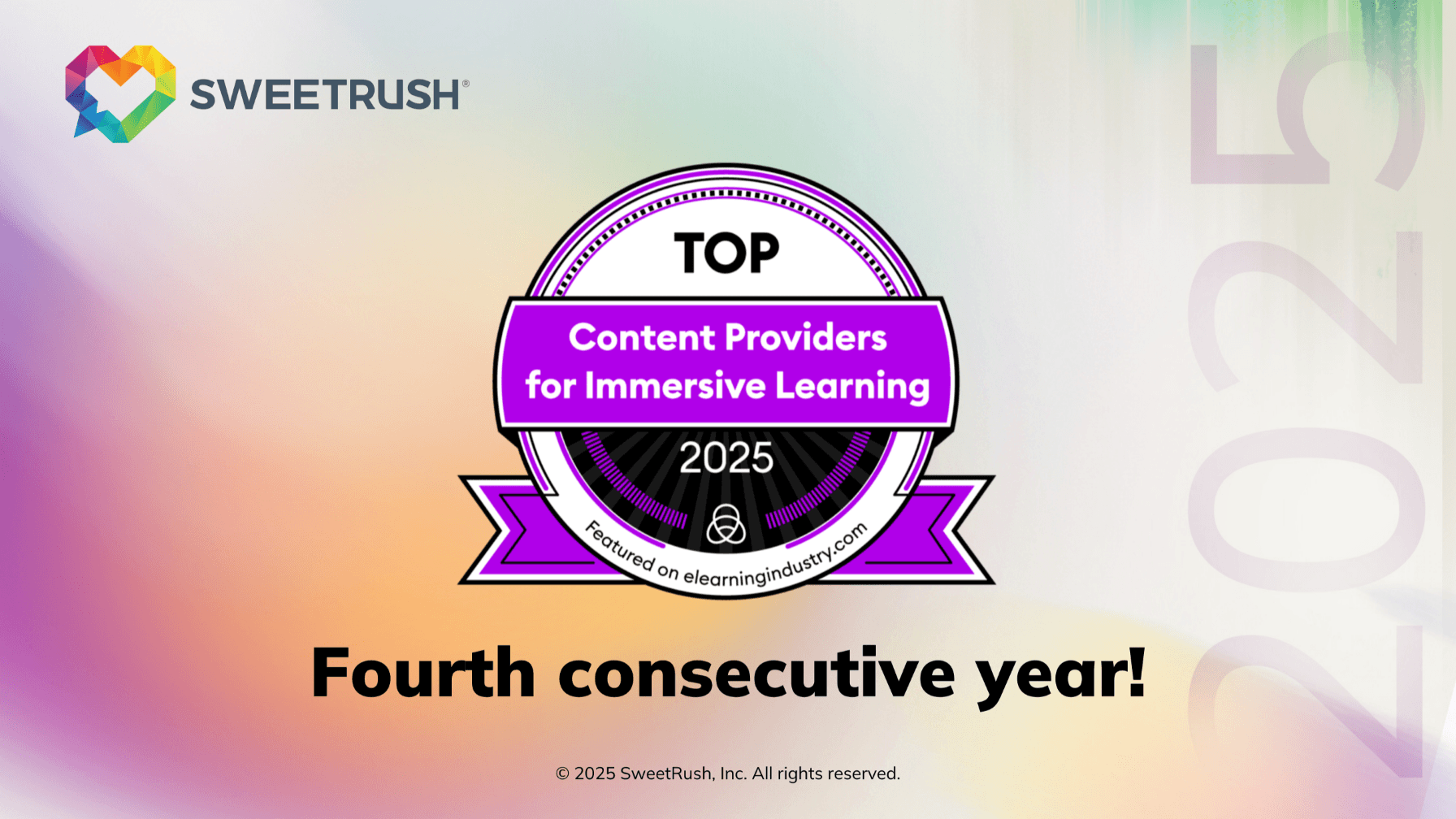 Sweetrush comemora o 4º ano como o fornecedor número 1 para o aprendizado imersivo