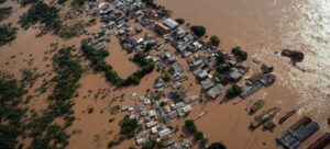 Inundações no estado brasileiro do Rio Grande do Sul. Muitos dos bairros mais afetados abrigavam refugiados