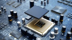 imagem-mostra-componentes-eletronicos-em-destaque-um-chip