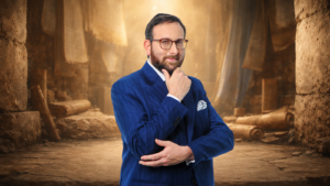 Rabino Rav Sany em retrato editorial, refletindo sobre ética, dignidade humana e o valor da vida à luz da tradição judaica.