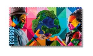 Artista brasileiro traz preocupação com futuro da vida no planeta para selo comemorativo da ONU