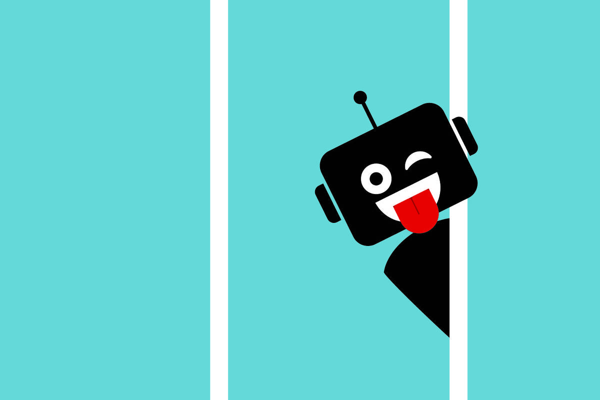 Um robô surge entre as colunas da página do jornal