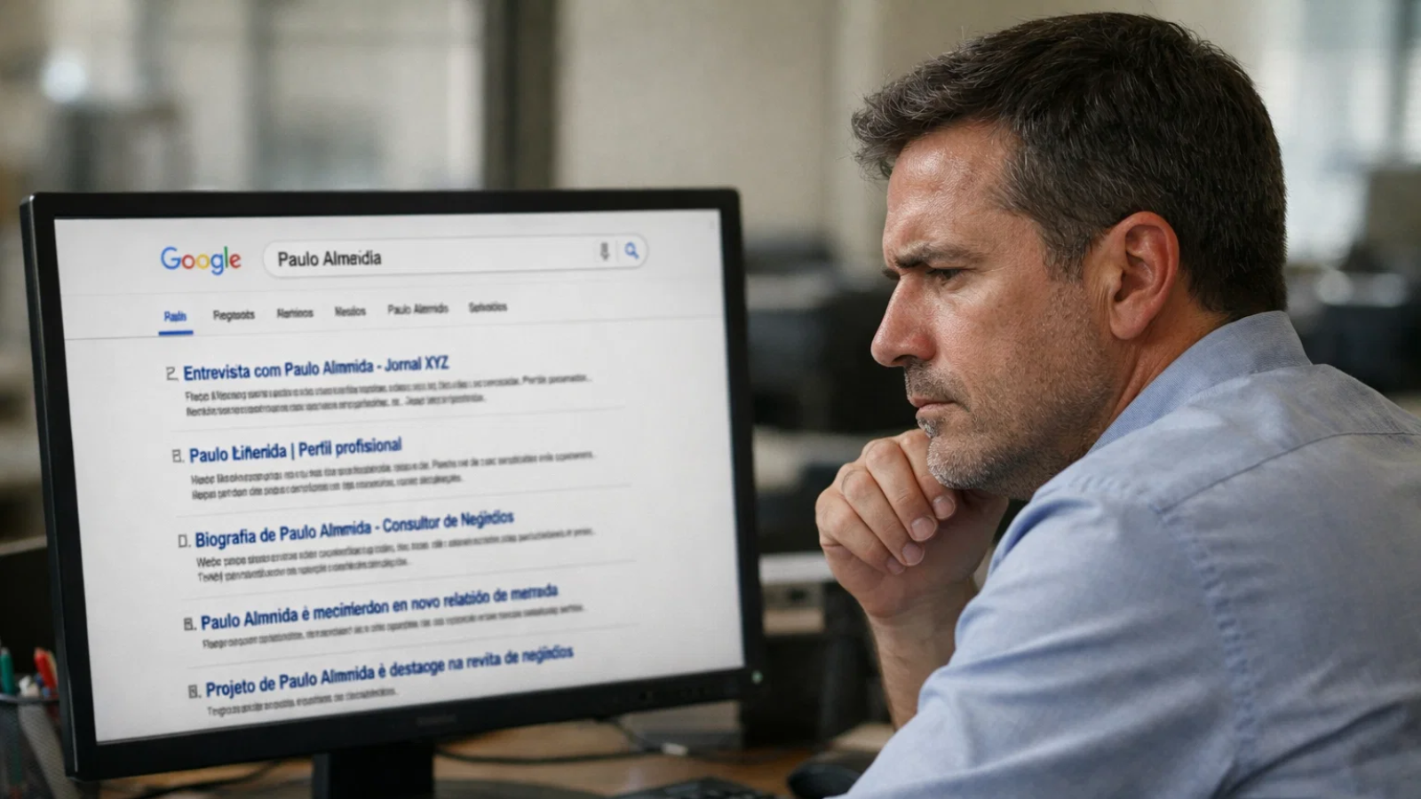 Você pode até controlar o que publica. Mas não controla o que aparece quando te pesquisam.
No fim, sua reputação não é o que você diz, é o que o Google mostra quando ninguém está olhando.