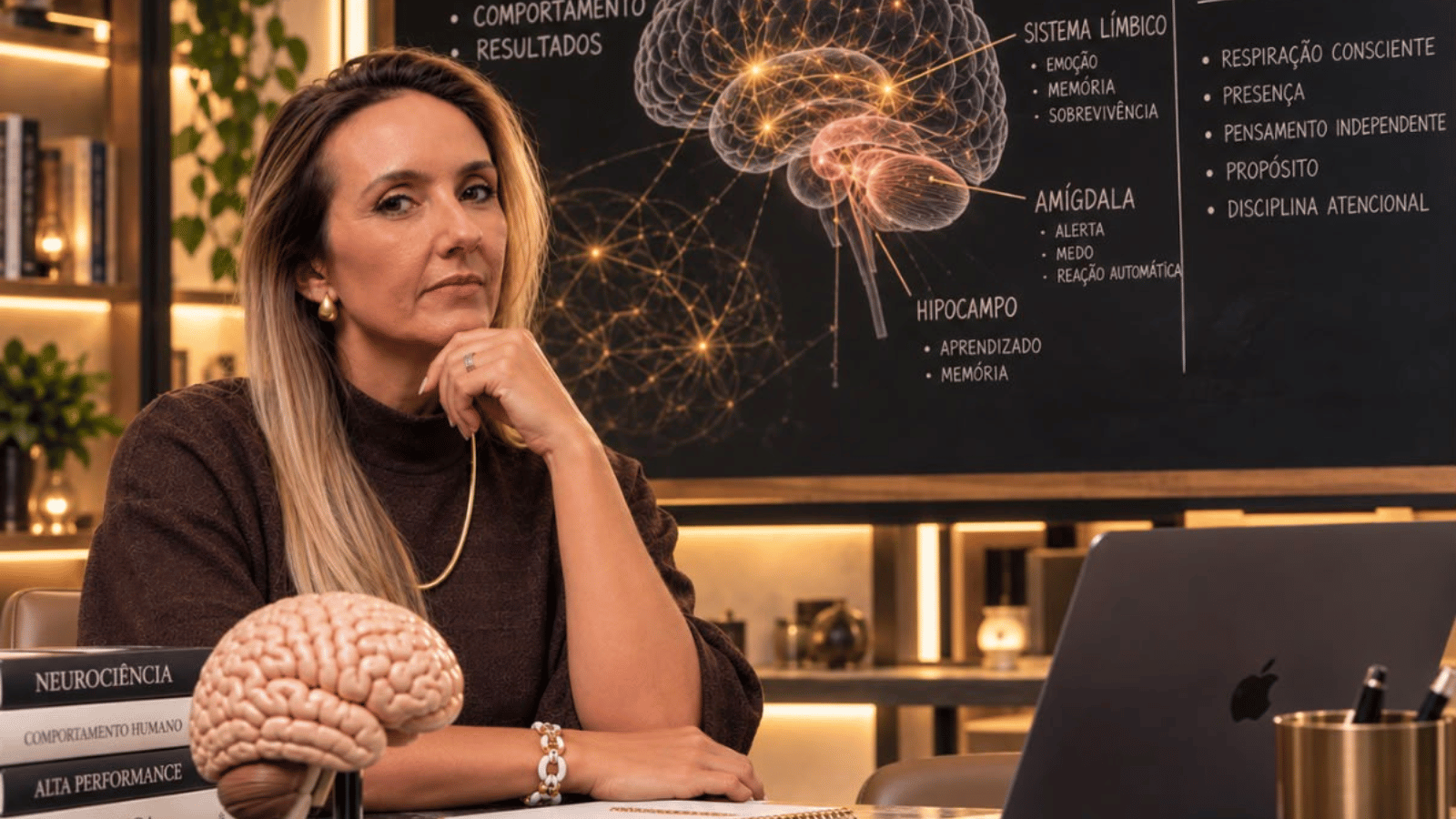 Anna Maoli aborda o domínio da mente como competência estratégica para líderes que precisam tomar decisões sob pressão e excesso de estímulos.